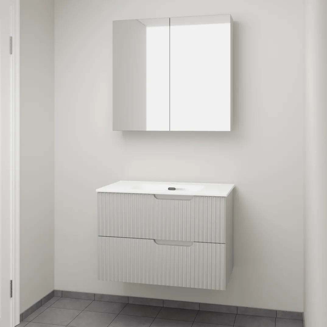 Linie Ribbo badkamermeubel met Baro wastafel en spiegelkast