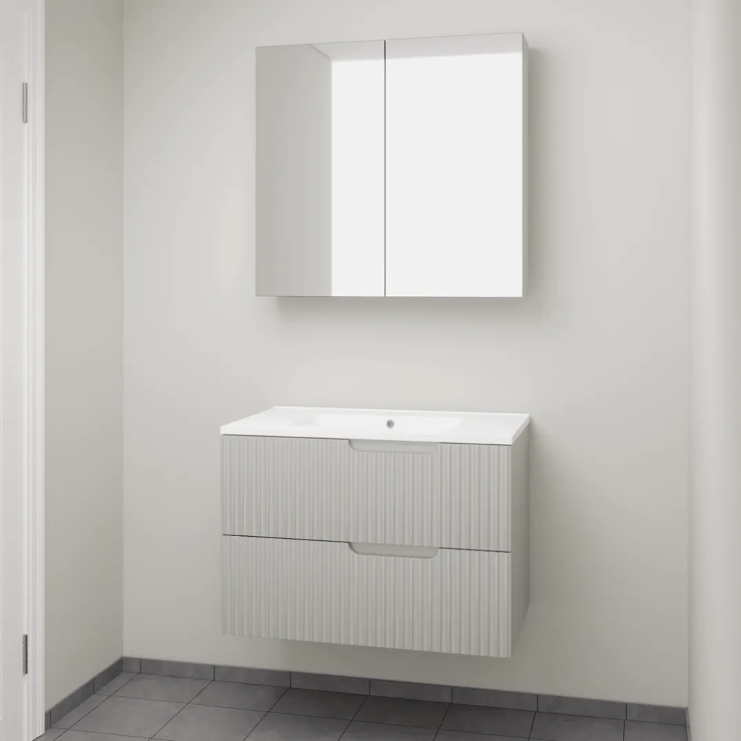 Linie Ribbo badkamermeubel met Vano wastafel en spiegelkast