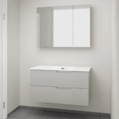 Linie Ribbo badkamermeubel met Baro wastafel en spiegelkast