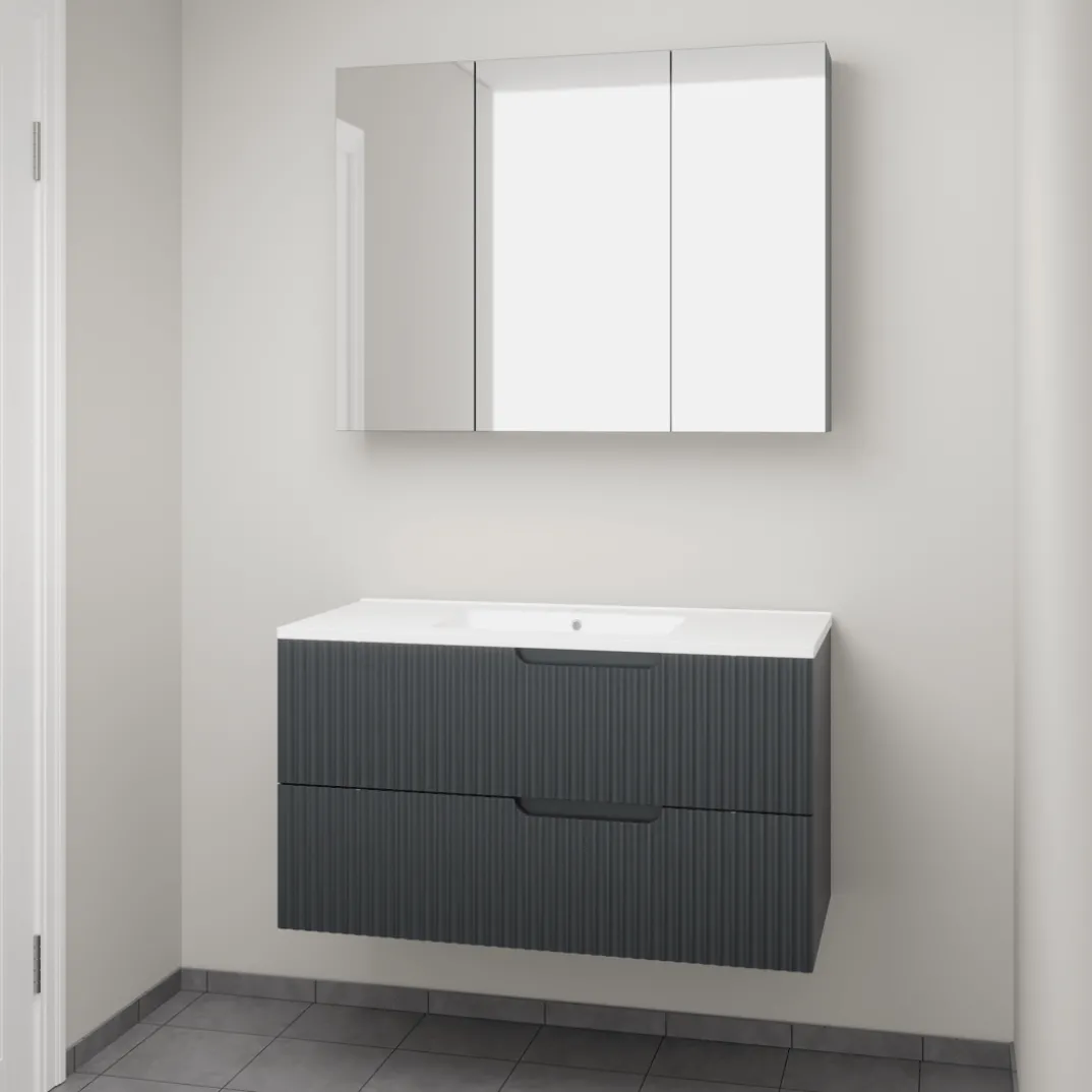 Linie Ribbo badkamermeubel met Vano wastafel en spiegelkast