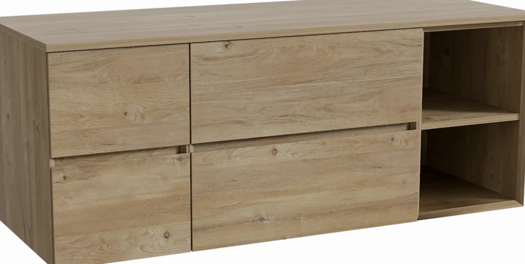 Storke Edge badkamermeubel met Panton wastafelblad voor waskom(men)