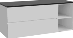 Storke Edge badkamermeubel met Panton wastafelblad voor waskom(men)