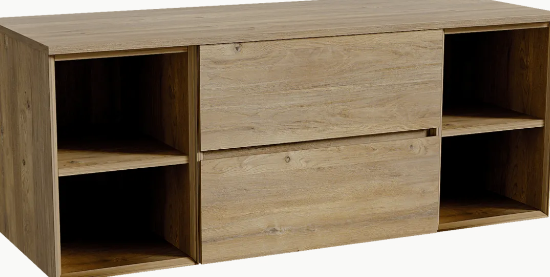 Storke Edge badkamermeubel met Panton wastafelblad voor waskom(men)