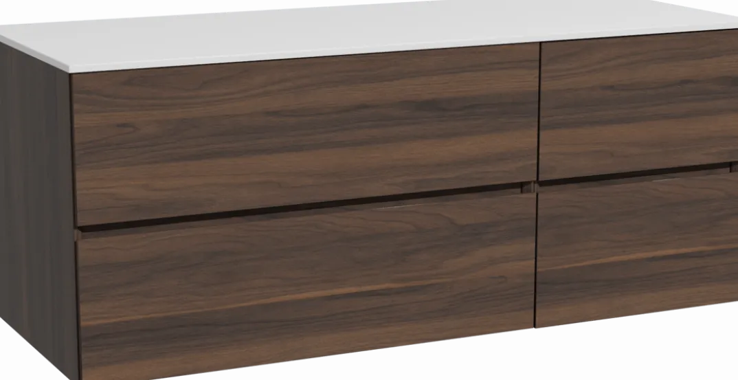 Storke Edge badkamermeubel met Tavola wastafelblad voor waskom(men)