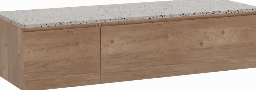 Storke Edge badkamermeubel met Tavola wastafelblad voor waskom(men)