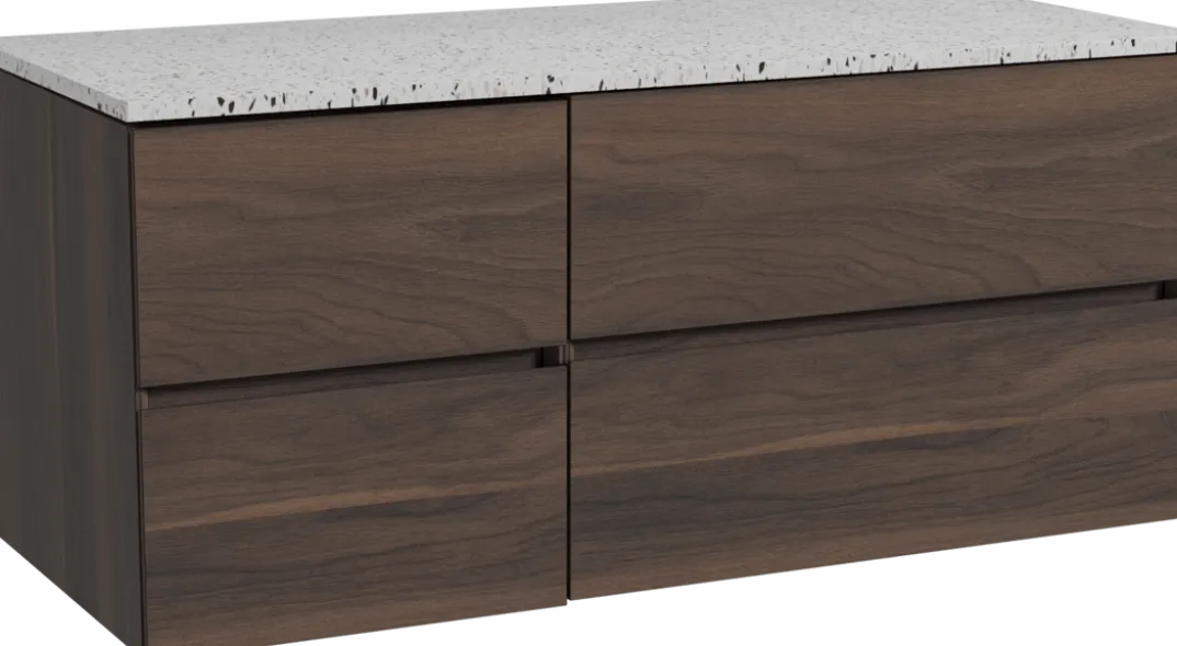 Storke Edge badkamermeubel met Tavola wastafelblad voor waskom(men)