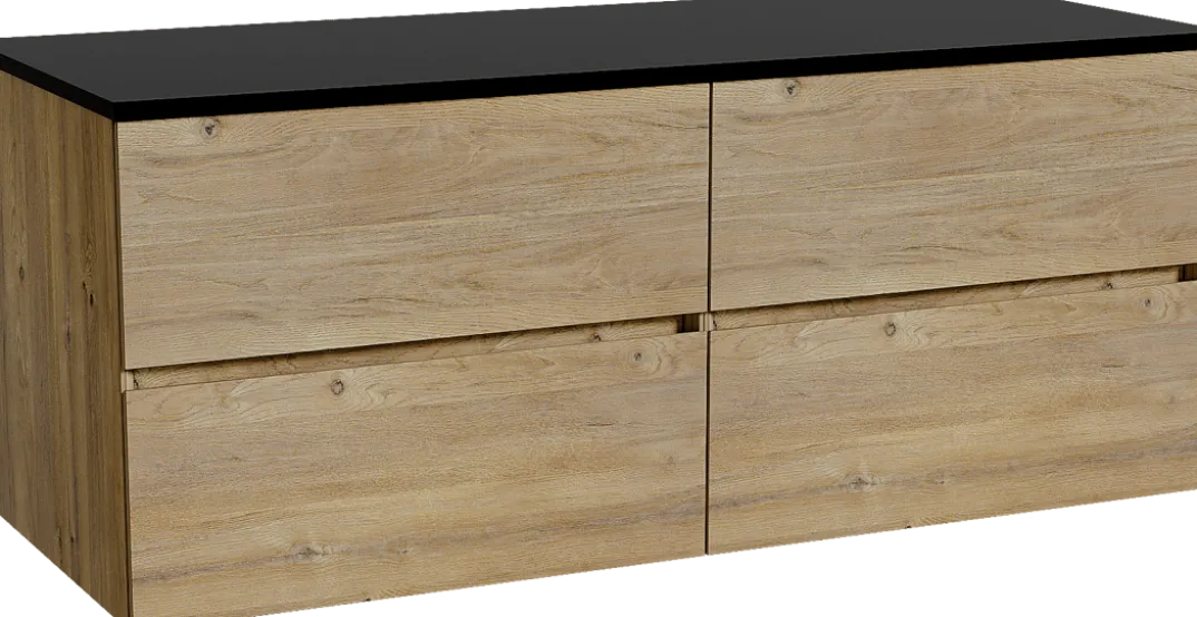 Storke Edge badkamermeubel met Panton wastafelblad voor waskom(men)