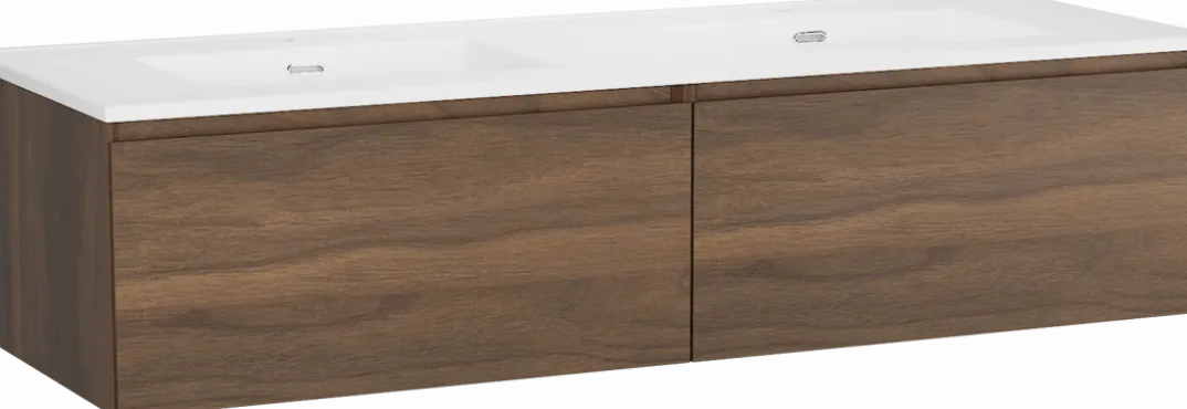 Storke Edge badkamermeubel met Kera wastafel, afvoerpluggen inbegrepen