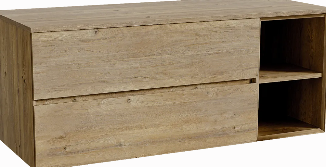 Storke Edge badkamermeubel met Panton wastafelblad voor waskom(men)