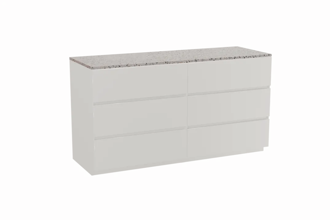 Storke Edge badkamermeubel met Tavola wastafelblad voor waskom(men)