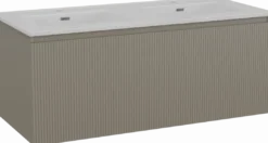 Storke Ribs badkamermeubel met Kera wastafel, afvoerpluggen inbegrepen