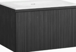 Storke Ribs badkamermeubel met Kera wastafel, afvoerplug inbegrepen