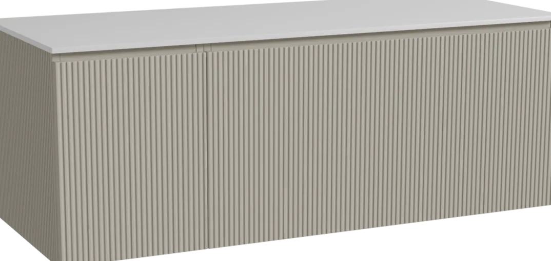 Storke Ribs badkamermeubel met Tavola wastafelblad voor waskom(men)