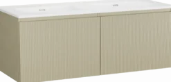 Storke Ribs badkamermeubel met Kera wastafel, afvoerpluggen inbegrepen
