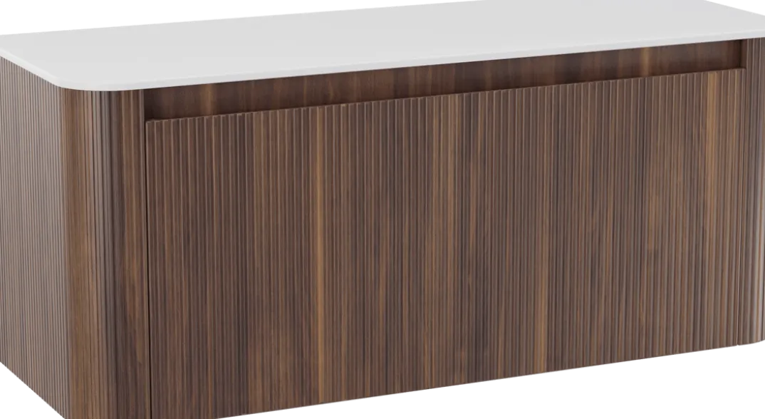 Storke Soft badkamermeubel met Tavola Soft wastafelblad voor waskom(men)