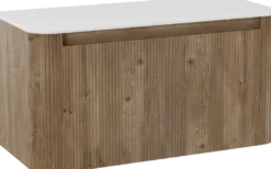 Storke Soft badkamermeubel met Tavola Soft wastafelblad voor waskom(men)
