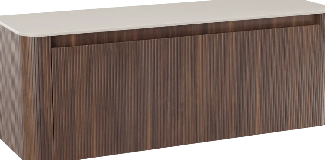 Storke Soft badkamermeubel met Tavola Soft wastafelblad voor waskom(men)