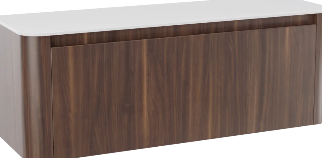 Storke Soft badkamermeubel met Tavola Soft wastafelblad voor waskom(men)
